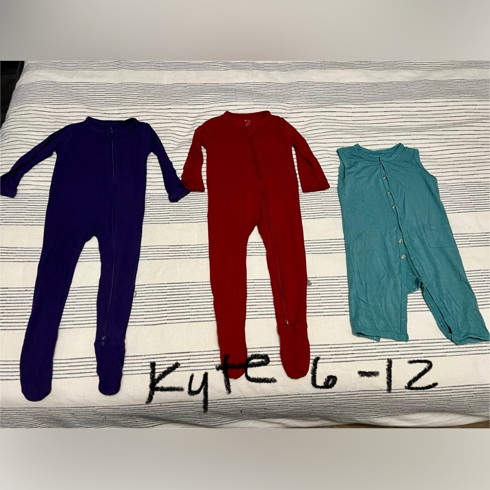 GUC Bundle of (3) Kyte Baby Footies & Romper, Sz 6-12 Months